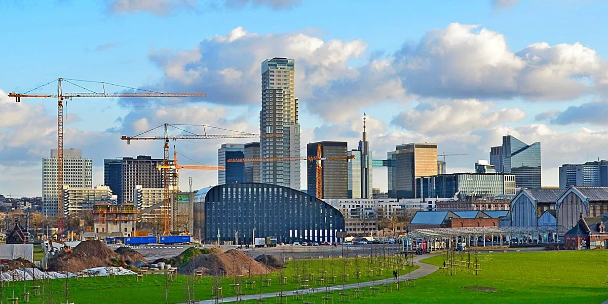 The Brussels skyline with the Tour et Taxis district and the city beyond